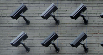 Image: surveillance cameras on the street.