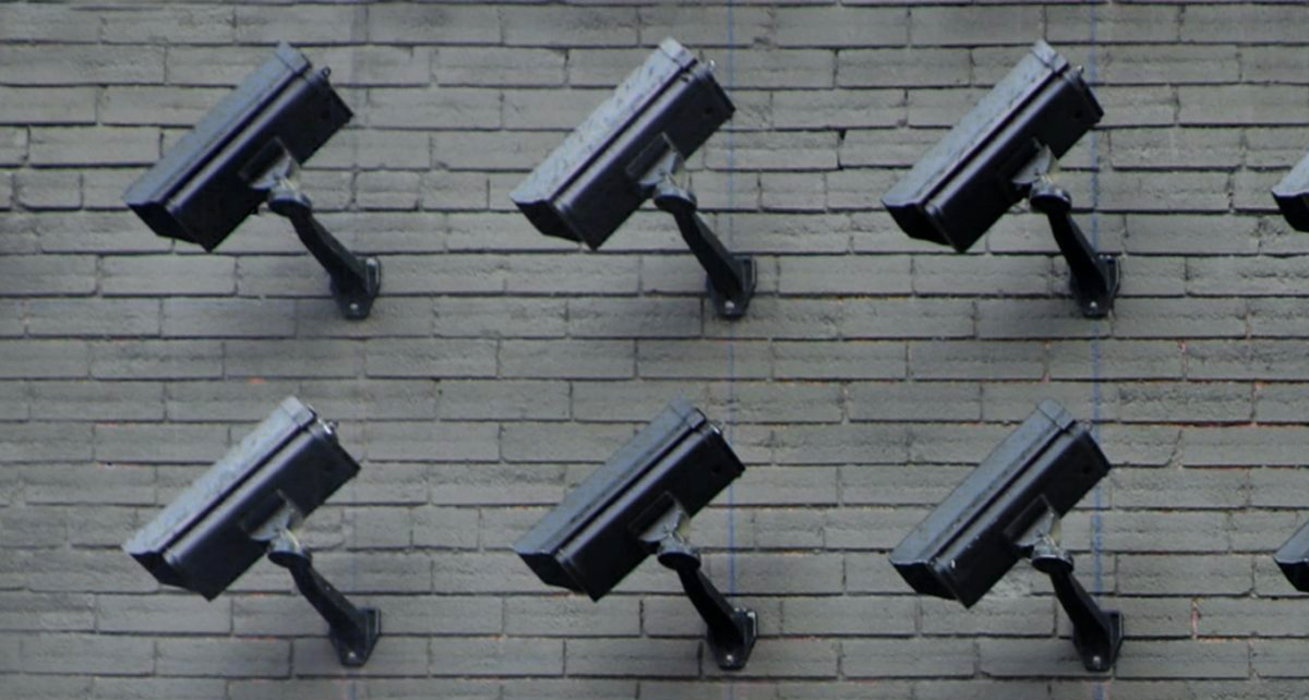 Image: surveillance cameras on the street.