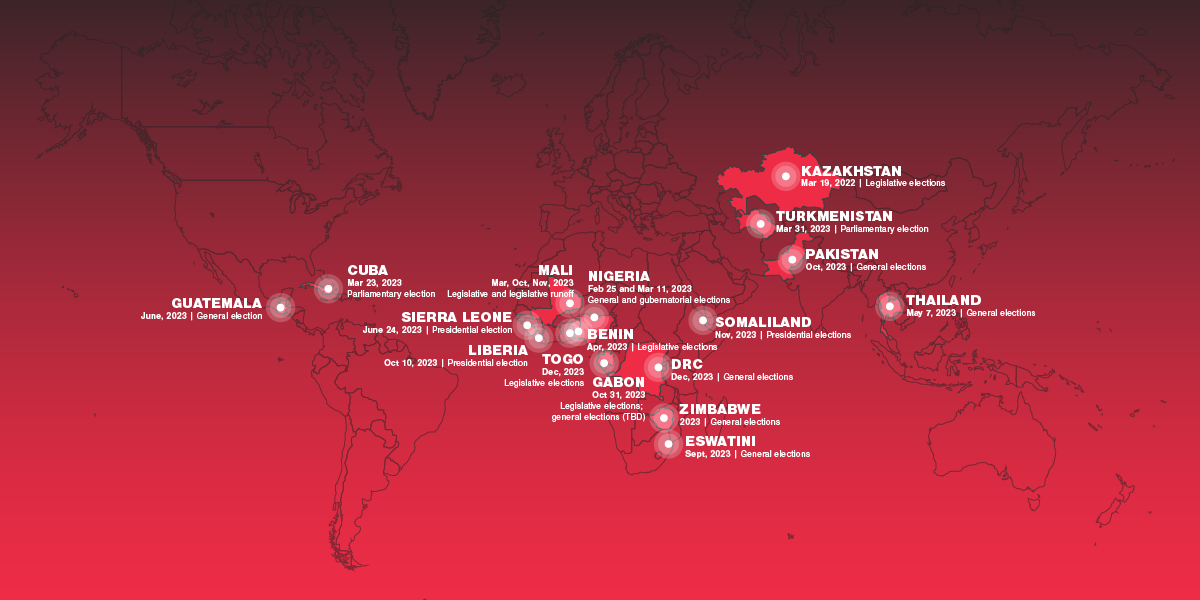 #KeepItOn 2023 election watch|Tweet to authorities in Benin|Tweet to #KeepItOn in DRC|Tweet to #KeepItOn in Eswatini|Tweet to the government of Gabon|Tweet to authorities in Liberia|Tweet to #KeepItOn in Mali|Tweet to president Muhammadu Buhari|Tweet to #KeepItOn in Pakistan|Tweet to Authorities in Sierra Leone|Tweet to #KeepItOn in Somaliland|Tweet to #KeepItOn in Thailand|Tweet to the president of Togo|Tweet to #KeepItOn in Turkmenistan|Tweet to #KeepItOn in Zimbabwe